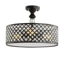 Jonathan Y Elise 17" 3-Light Crystal/Metal Drum Semi-Flush Mount