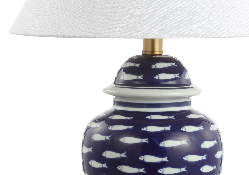 Jonathan Y School of Fish 22" Ginger Jar Ceramic/Metal LED Table Lamp