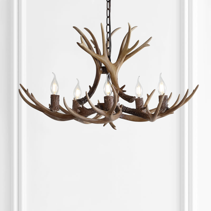 Jonathan Y Eldora 30" Adjustable Resin Antler 5-Light LED Chandelier