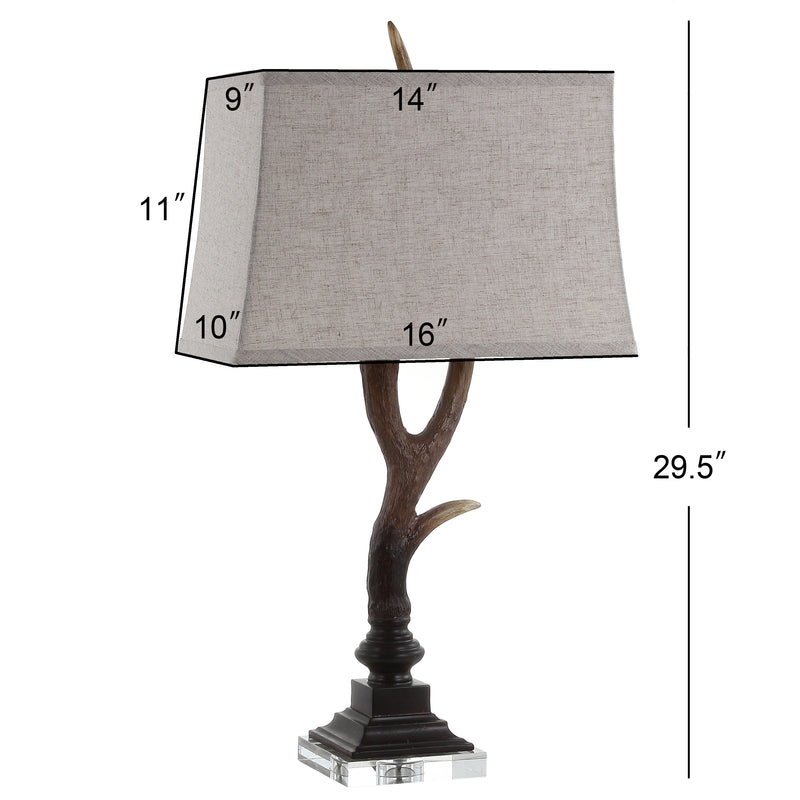 Jonathan Y Antler 29.5" Rustic Resin/Crystal LED Table Lamp