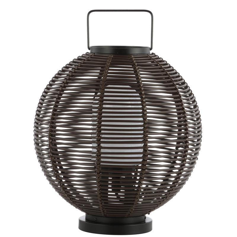 Jonathan Y Jigu 22" Outdoor Woven Globe Asian LED Lantern