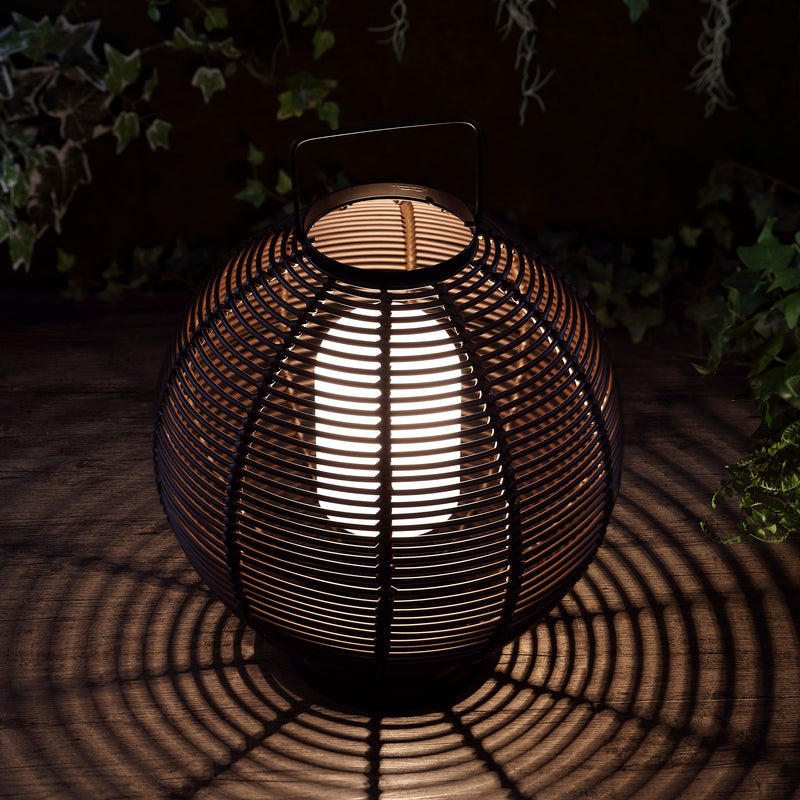 Jonathan Y Jigu 22" Outdoor Woven Globe Asian LED Lantern