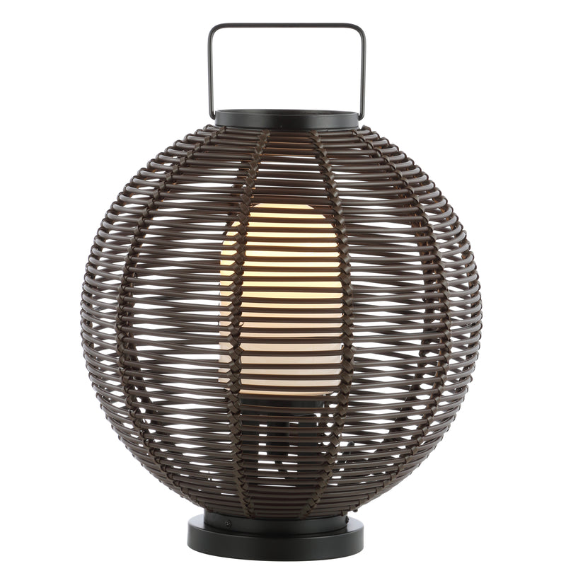 Jonathan Y Jigu 22" Outdoor Woven Globe Asian LED Lantern