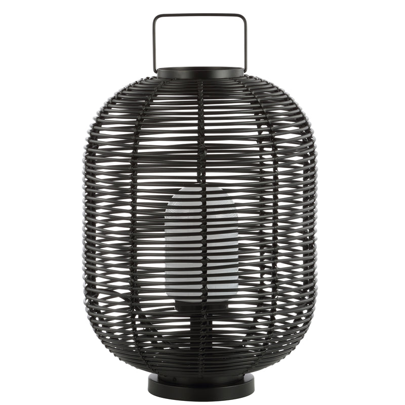 Jonathan Y Kandella 26.7" Outdoor Woven Oval Asian LED Lantern