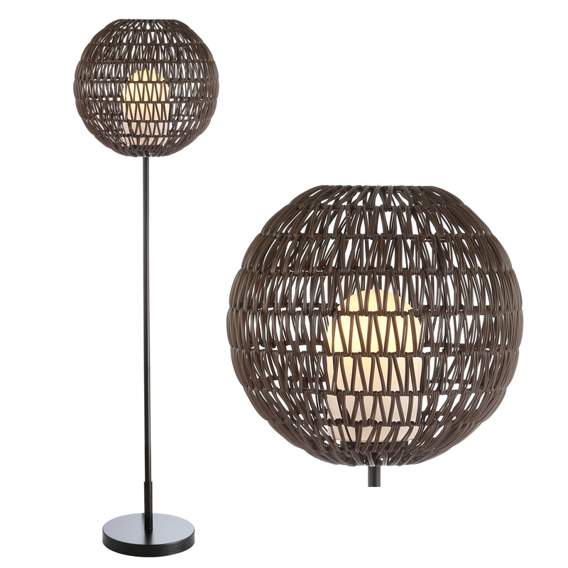 Jonathan Y Bea 61" Outdoor Woven Globe LED Floor Lamp