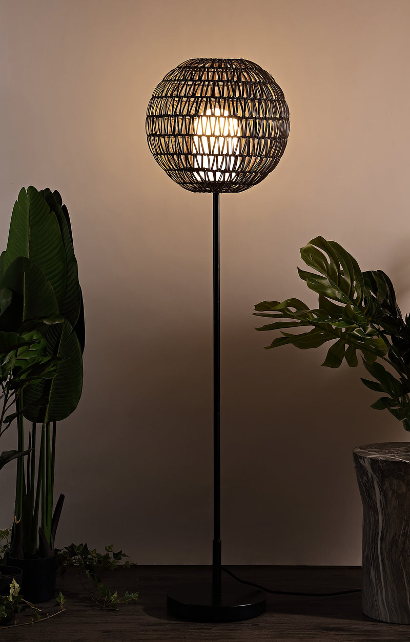 Jonathan Y Bea 61" Outdoor Woven Globe LED Floor Lamp