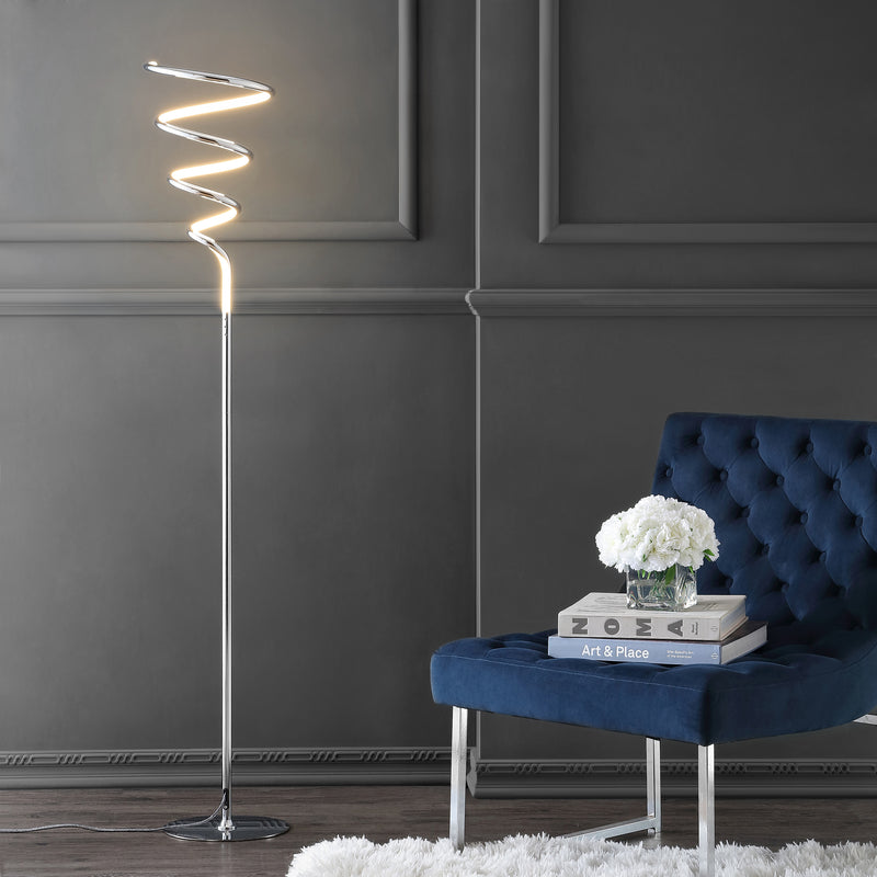 Jonathan Y Scribble 60.5" Modern Dimmable Metal Integrated LED Floor Lamp