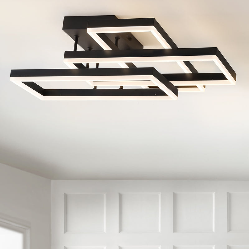 Jonathan Y Turing 28" Geometric Integrated LED Metal Flush Mount