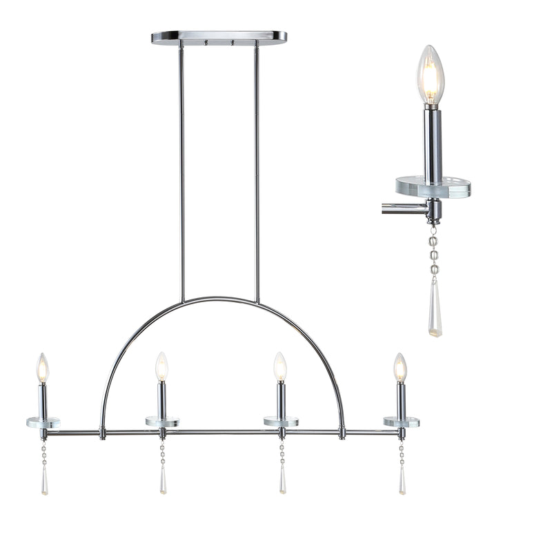 Jonathan Y Doris 41" 4-light Linear Metal/Crystal LED Pendant
