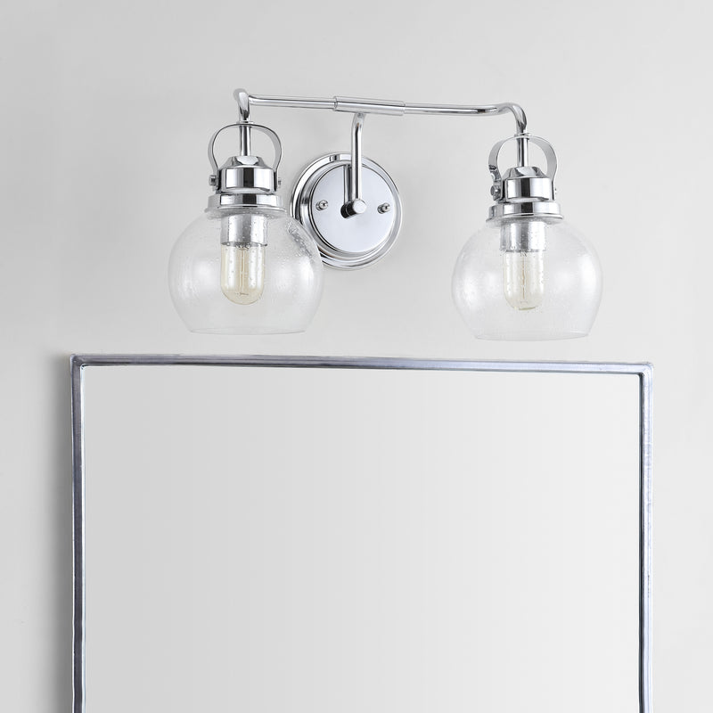 Jonathan Y Shirley 17.5" 2-light Metal/ Bubbled Glass Vanity Light