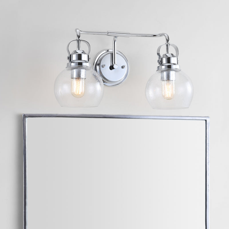 Jonathan Y Shirley 17.5" 2-light Metal/ Bubbled Glass Vanity Light