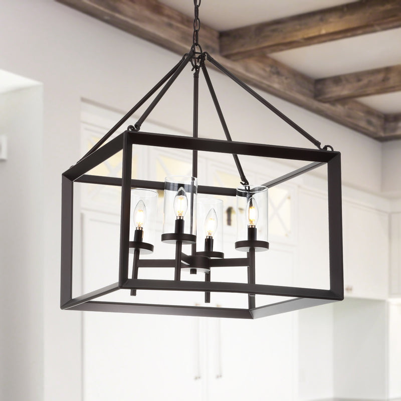 Jonathan Y Anna 21" 4-light Metal/Glass LED Pendant