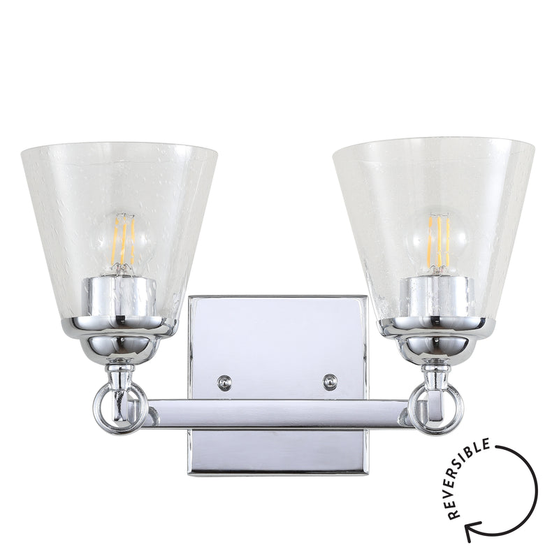 Jonathan Y Marion 12.75" 2-light Hurricane Metal/Glass Vanity Light