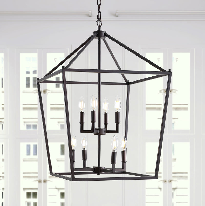 Jonathan Y Pagoda 20" 8-Bulb Lantern Metal LED Pendant