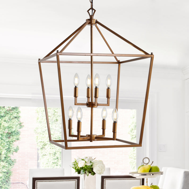 Jonathan Y Pagoda 20" 8-Bulb Lantern Metal LED Pendant