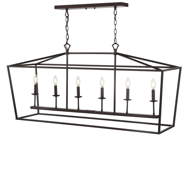 Jonathan Y Pagoda 49" Linear 6-Bulb Lantern Metal LED Pendant