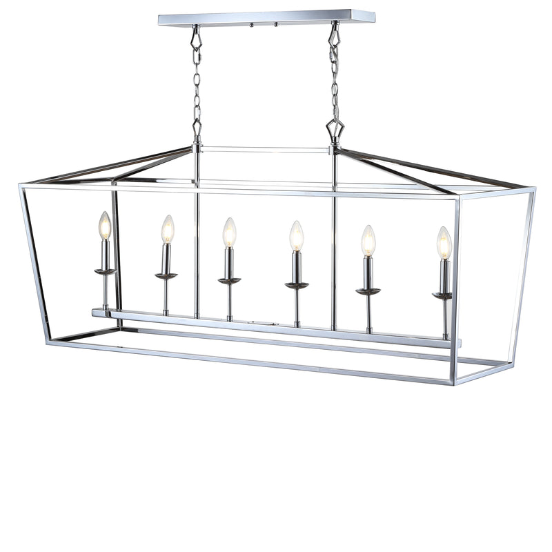 Jonathan Y Pagoda 49" Linear 6-Bulb Lantern Metal LED Pendant
