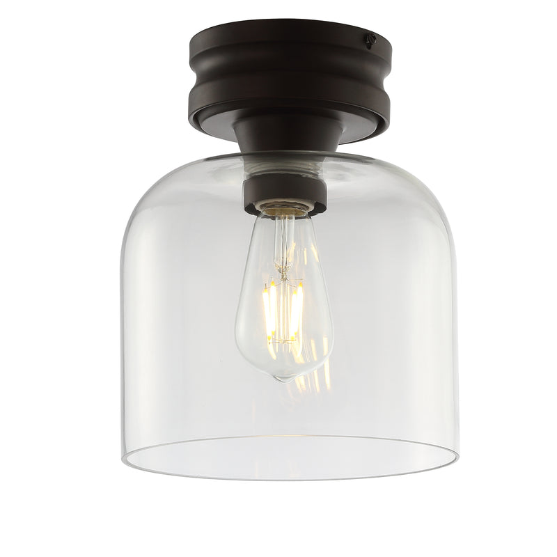 Jonathan Y Domenic 7.75" Metal/Glass LED Flush Mount