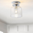 Jonathan Y Domenic 7.75" Metal/Bubbled Glass LED Flush Mount