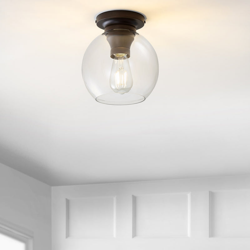 Jonathan Y Atlas 7.75" Metal/Glass LED Flush Mount