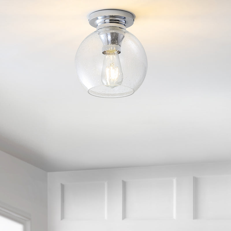 Jonathan Y Atlas 7.75" Metal/Bubbled Glass LED Flush Mount