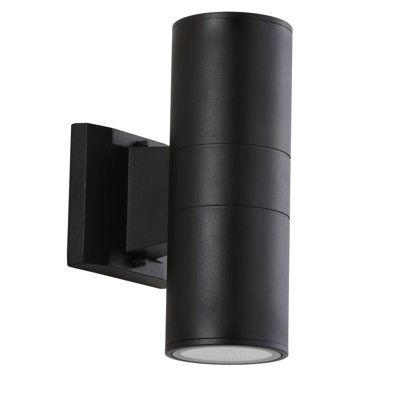 Jonathan Y Duo 9.75" Cylinder Outdoor Metal/Glass Integrated LED Sconce with Uplight