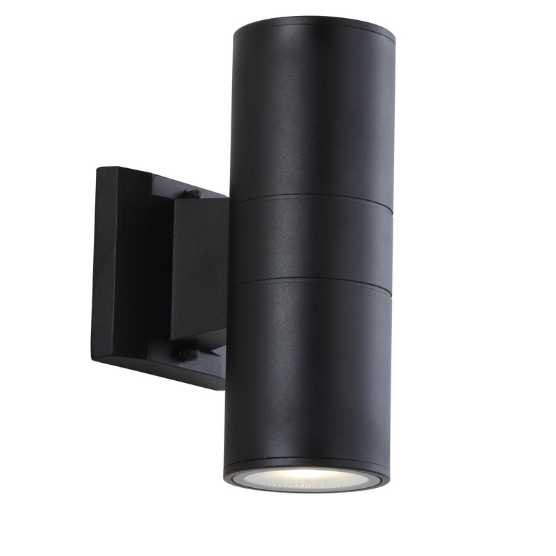 Jonathan Y Duo 9.75" Cylinder Outdoor Metal/Glass Integrated LED Sconce with Uplight
