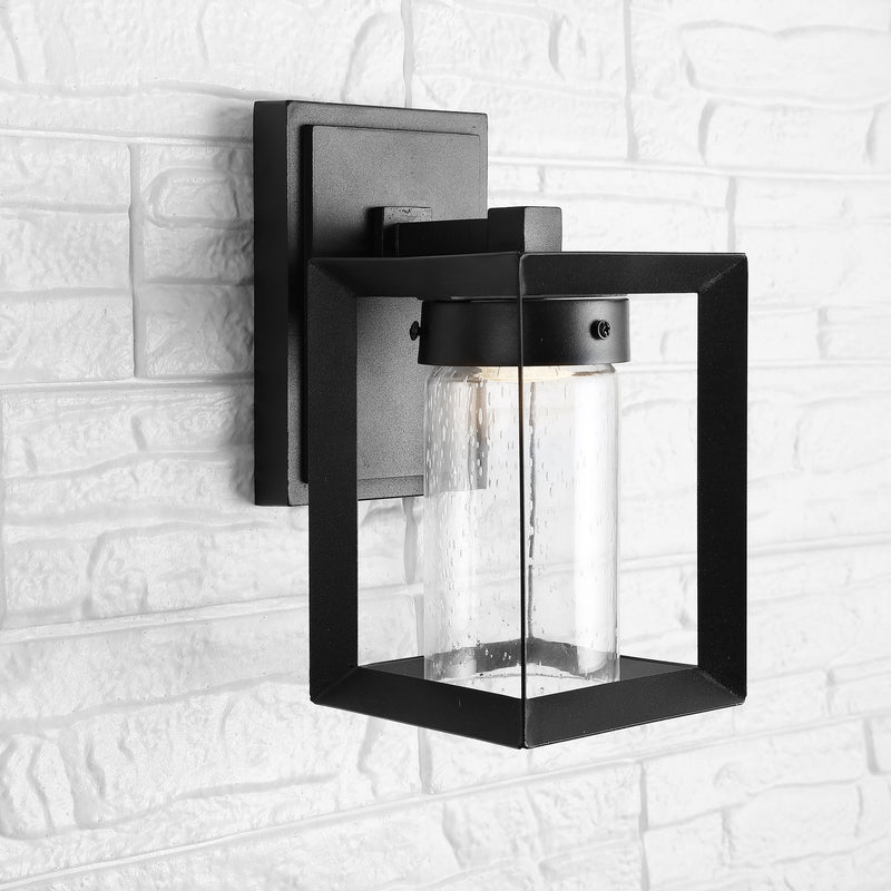 Jonathan Y Nate 9.7" Outdoor Modern Cube Bubble Glass/Metal Integrated LED Sconce