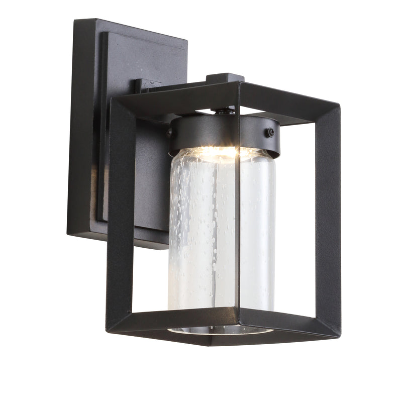 Jonathan Y Nate 9.7" Outdoor Modern Cube Bubble Glass/Metal Integrated LED Sconce
