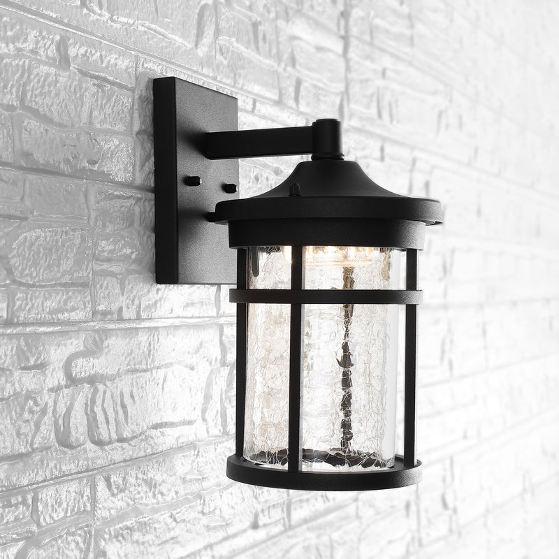 Jonathan Y Campo 11.5" Outdoor Wall Lantern Crackled Glass/Metal Integrated LED Sconce