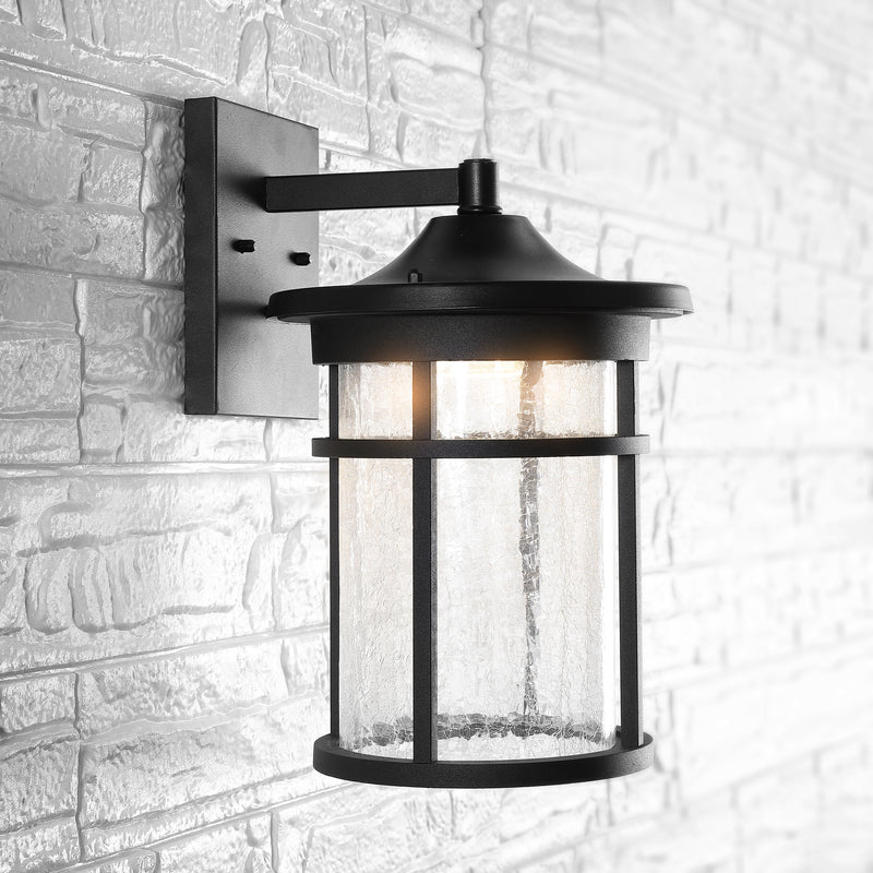 Jonathan Y Porto 14" Outdoor Wall Lantern Crackled Glass/Metal Integrated LED Sconce