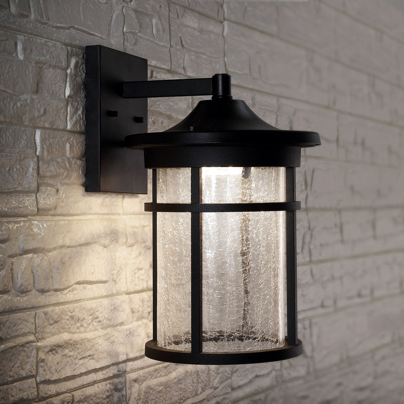 Jonathan Y Porto 14" Outdoor Wall Lantern Crackled Glass/Metal Integrated LED Sconce