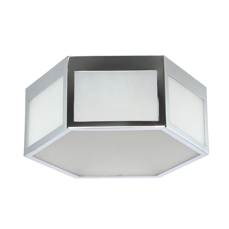 Jonathan Y Minimo 13" Hexagon Metal/Frosted Glass LED Flush Mount