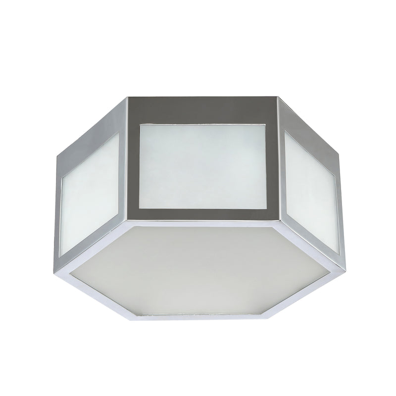 Jonathan Y Moderno 15.75" Hexagon Metal/Frosted Glass LED Flush Mount