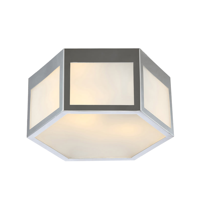 Jonathan Y Moderno 15.75" Hexagon Metal/Frosted Glass LED Flush Mount