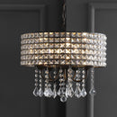 Jonathan Y Reese 17" Metal/Crystal Adjustable LED Drop Pendant