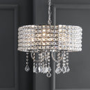 Jonathan Y Reese 17" Metal/Crystal LED Adjustable Drop Pendant