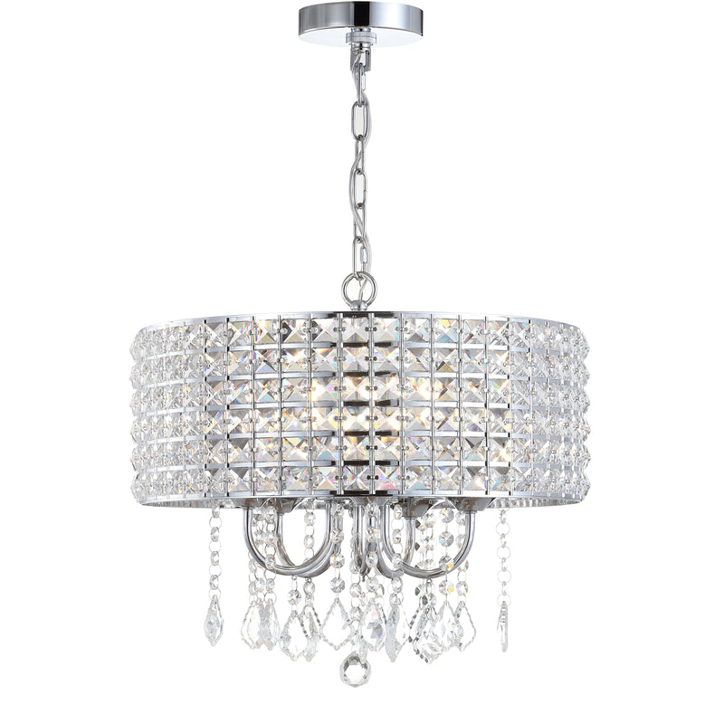 Jonathan Y Reese 17" Metal/Crystal LED Adjustable Drop Pendant