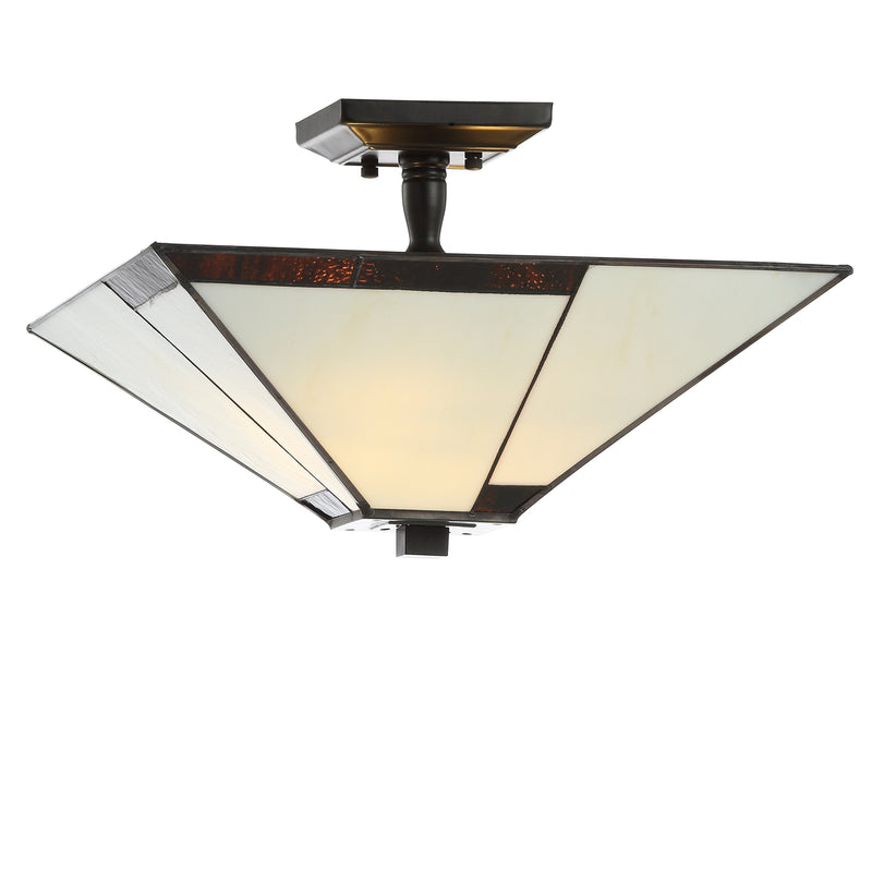 Jonathan Y Julian 15.7" Tiffany-Style Glass/Metal LED Semi-Flush Mount