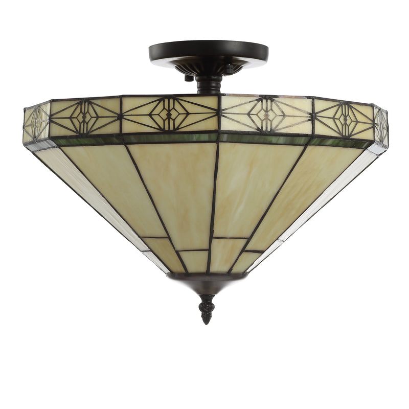Jonathan Y Jasmine 16" Tiffany-Style Glass/Metal LED Semi-Flush Mount