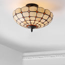Jonathan Y Jennifer 16" Tiffany-Style Glass/Metal LED Semi-Flush Mount