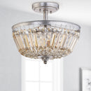 Jonathan Y Caleb 14.2" 3-Light Crystal / Metal LED Semi-Flush Mount