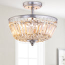 Jonathan Y Caleb 14.2" 3-Light Crystal / Metal LED Semi-Flush Mount