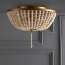 Jonathan Y Allison 15" Wood Beaded/Metal LED Flush Mount