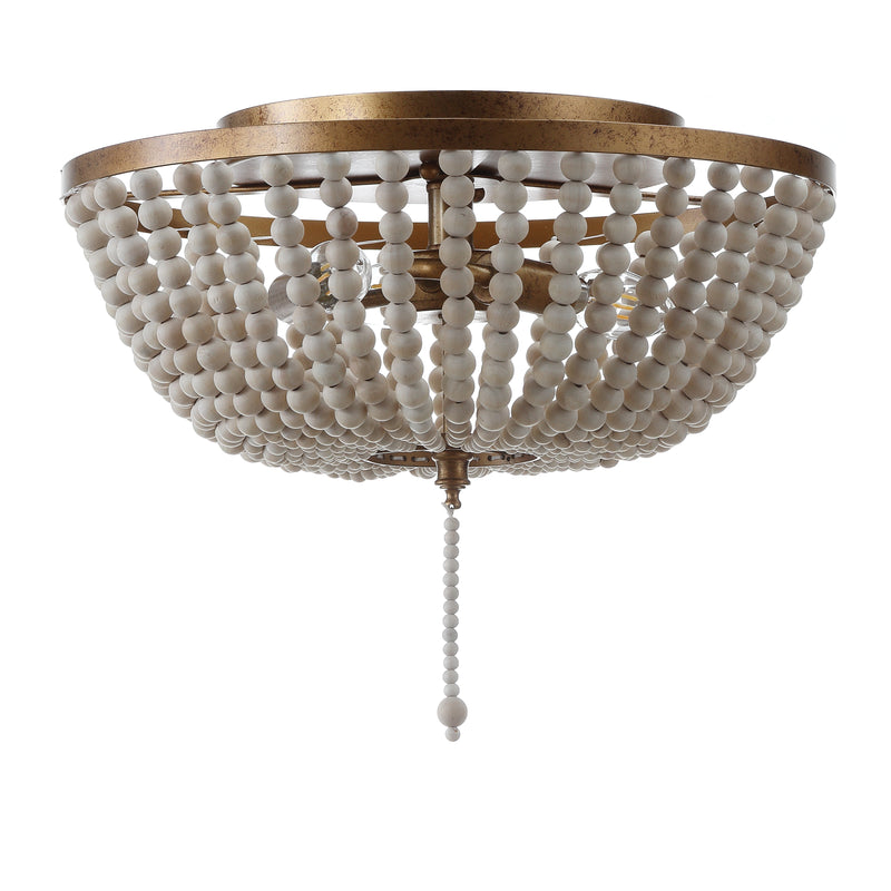 Jonathan Y Allison 15" Wood Beaded/Metal LED Flush Mount