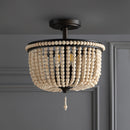 Jonathan Y Allie 14" Wood Beaded/Metal LED Flush Mount
