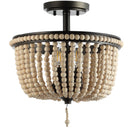 Jonathan Y Allie 14" Wood Beaded/Metal LED Flush Mount