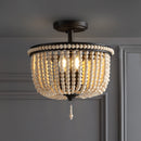 Jonathan Y Allie 14" Wood Beaded/Metal LED Flush Mount