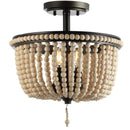Jonathan Y Allie 14" Wood Beaded/Metal LED Flush Mount
