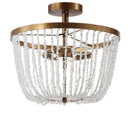 Jonathan Y Georgian 15" Stone/Metal LED Flush Mount